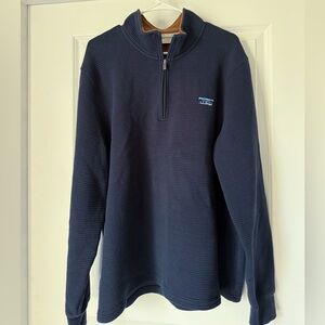 L.L. Bean Waffle Knit Quarter Zip Pullover Size Large Brown Cozy Sweater